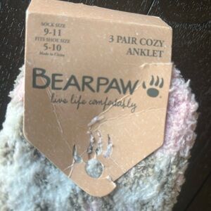 BearPaw Soft Anklet Socks in Cream, Pink, and Brown 3 Pairs